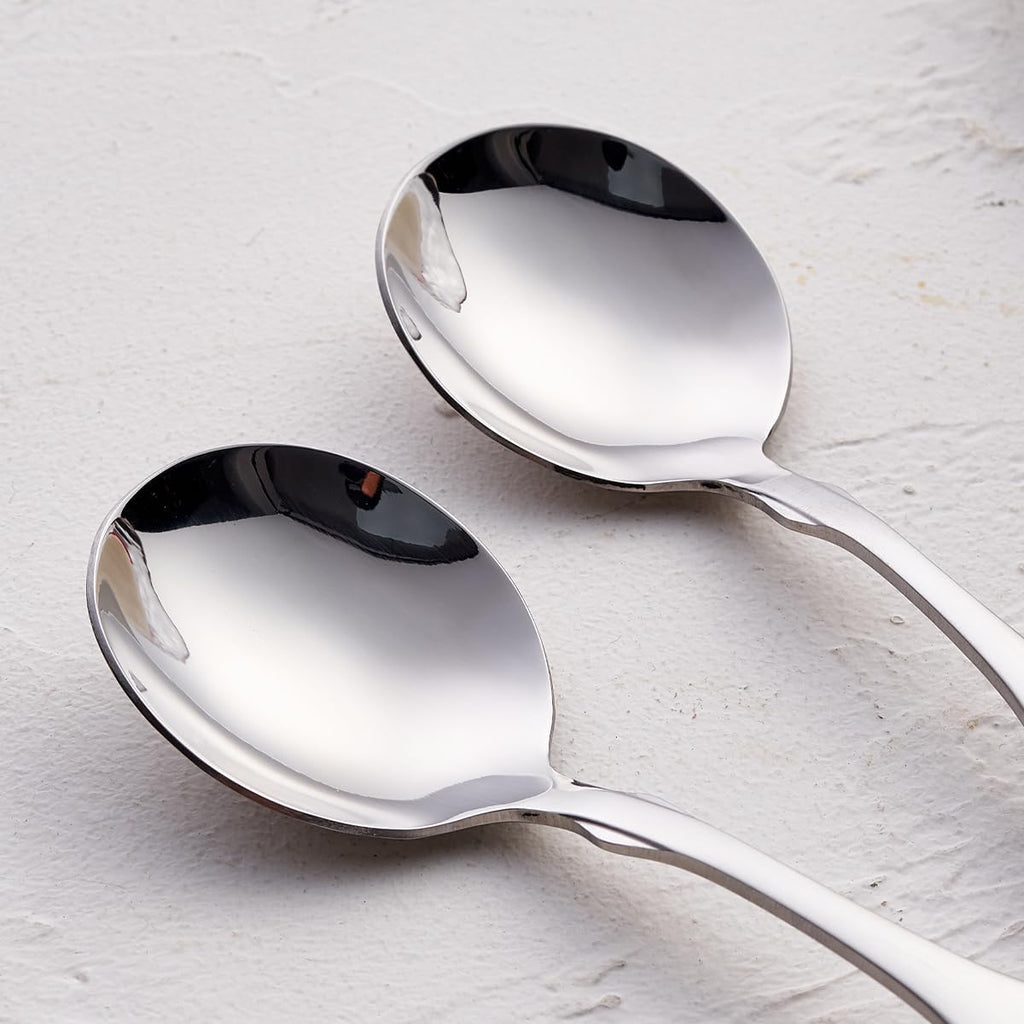 Stainless Steel 6.1' Heavy Duty Round Spoons  Dinner & Table Spoon Set  6-Piece