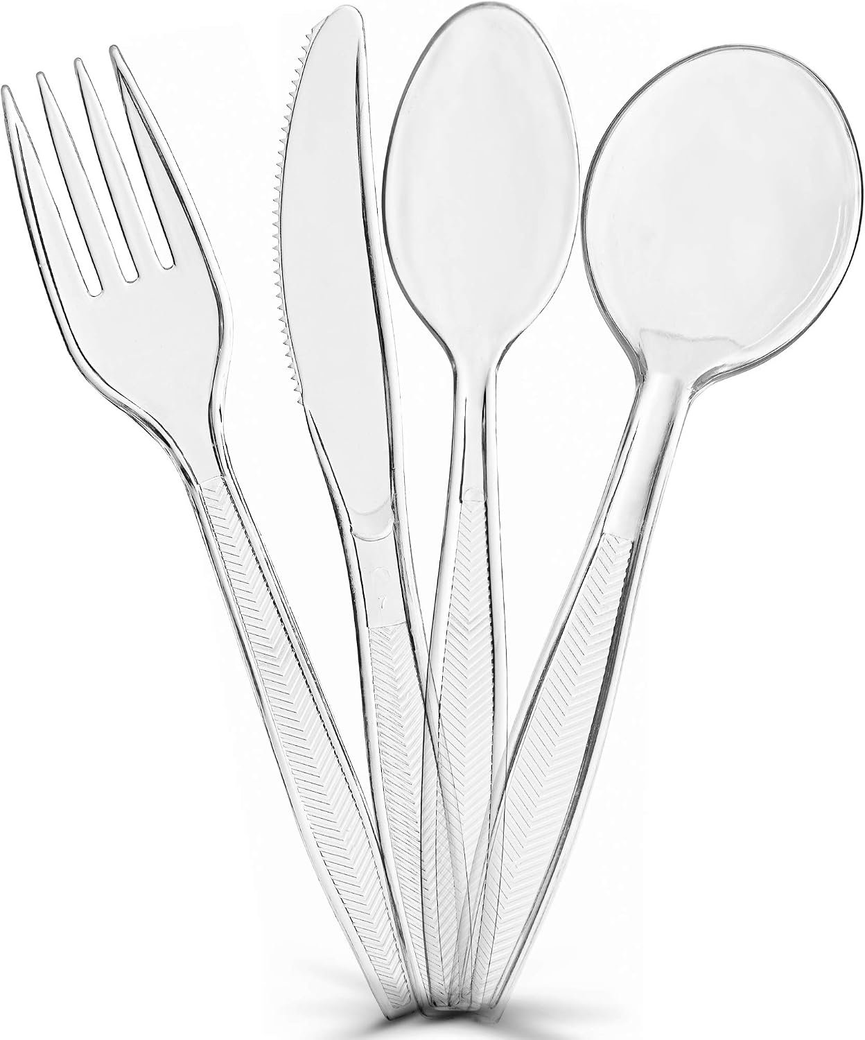 Plasticpro Clear Plastic Soup Spoons Disposable Cutlery Medium Weight Utensils 50 Count