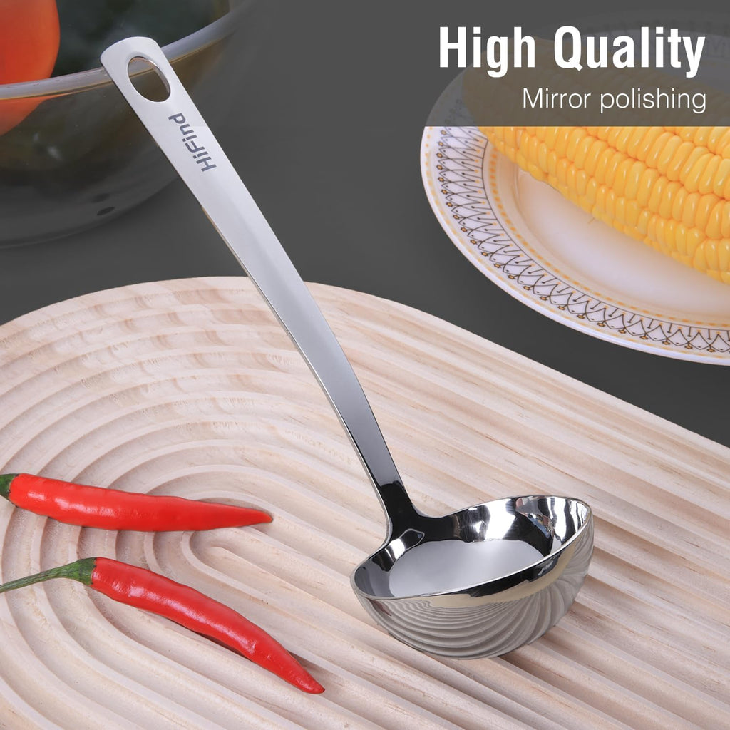 Kitchen Stainless Steel 11.2 Inches Round Soup Ladle Ergonomic Handle  Perfect For Stirring  Serving Soups  And More - Heavy-Duty Metal Ladle Chef Craft Select Serving Ladle