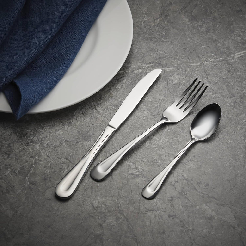Oneida Satin Sand Dune Everyday Flatware Dinner Spoons  Set of 4  18/0 Stainless Steel  Silverware Set  Dishwasher Safe